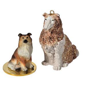 VTG 90s Collie Dog Lot Figurine Ornament Tiny Ones 1992 Conversation Concepts